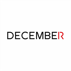 December word design with number 12 concept in letter R.