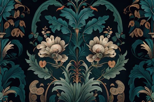 Abstract floral pattern ornament background. Vintage wallpaper backdrop. Generative AI