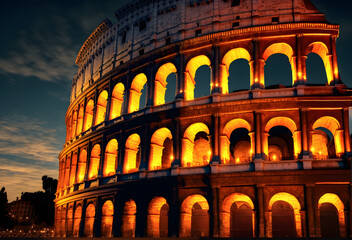 Naklejka premium colosseum rome at night