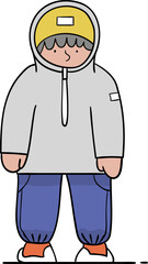 Cartoon image of a guy on a white background.  Art wall. Drawings for children. Kindergarten. Print. Children's book. Clipart. Prototype for the game, etc.