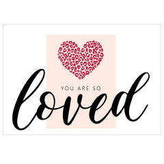 leopard heart and love quote slogan design vector
