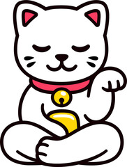 Cute cartoon meditating Maneki Neko cat