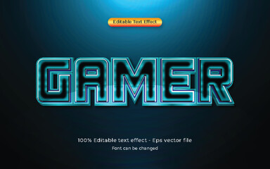 Gamer 3D text effect vector design