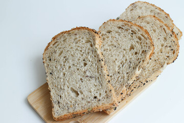 Organic Healthy Sliced Multigrain Bread on Bamboo basket