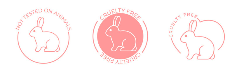 not tested on animals. Animal cruelty free symbol design. Product not tested on animals sign with bunny rabbit stamp. Vector illustration.
