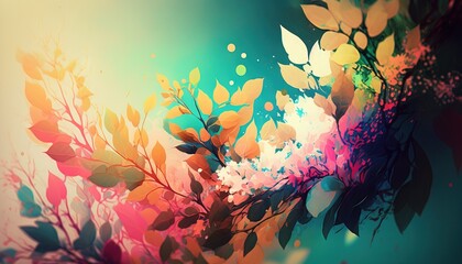 Obraz na płótnie Canvas Abstract Flowers flat style background generative ai