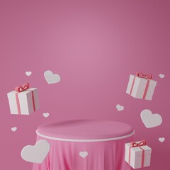 3d rendering Decorative product stand , love and valentine's day celebrate	
