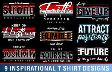 Inspirational, Motivational, Slogan, Quotes T shirt Design Bundle Graphic Vector