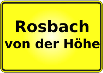 Stadteingangsschild Deutschland Stadt Rosbach von der Höhe