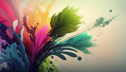 Fototapeta na wymiar Colorful abstract spring wallpaper with flowers generative ai