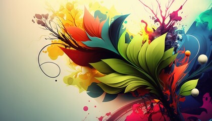 Fototapeta na wymiar Colorful abstract spring wallpaper with flowers generative ai