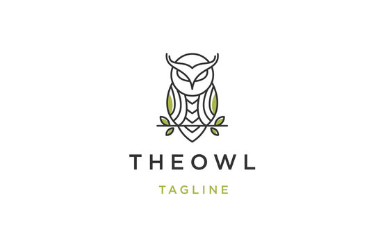 Nature owl logo icon design template flat vector
