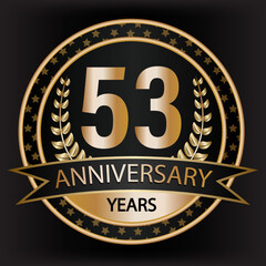 Fototapeta premium Gradient vector 53 year anniversary and anniversary