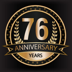 Fototapeta premium Gradient vector 76 year anniversary and anniversary