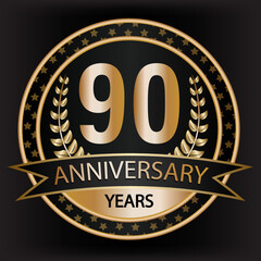 Gradient vector 90 year anniversary and anniversary