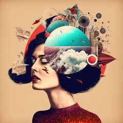 New ideas in a womans mind - Generative AI - obrazy, fototapety, plakaty