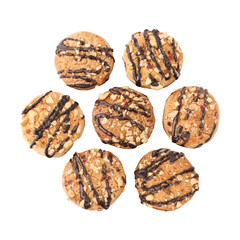 Chocolate chip cookies isolated on transparent background
