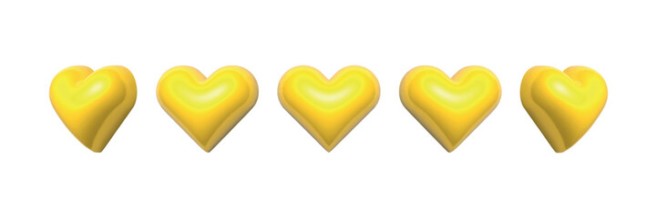 Vector realistic isolated 3D golden hearts on the white background. Concept of Happy Valentine's Day.