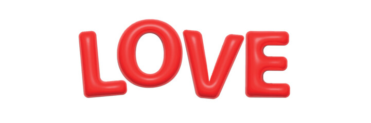 Vector realistic isolated 3D red text of Love on the white background. Concept of Happy Valentine's Day.