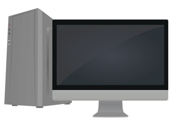 Grey desktop computer. vector illustration