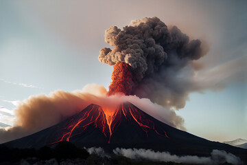 volcano explosion smokes - obrazy, fototapety, plakaty