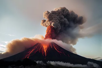 Fotobehang volcano explosion smokes © kyu