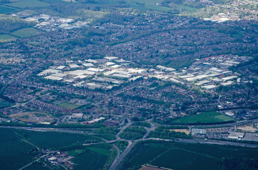 Aerial View of the M40 Junction at High Wycombe with Cressex Industrial Estate - 568490771