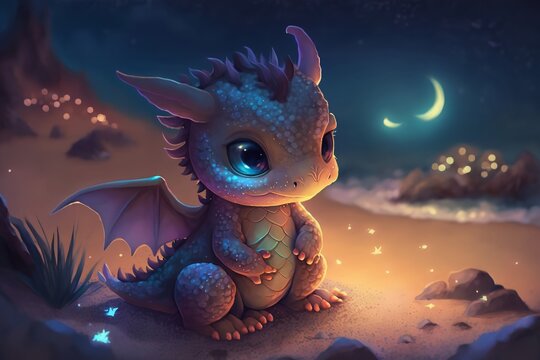 baby dragon in the night