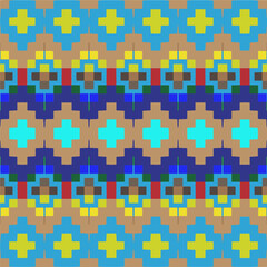Vector geometric ornament in ethnic style. Seamless pattern with  abstract shapes, repeat tiles. Repeating pattern for decor, fabric,textile and fabric.