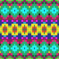 Fototapeta premium Vector geometric ornament in ethnic style. Seamless pattern with abstract shapes, repeat tiles. Repeating pattern for decor, fabric,textile and fabric.