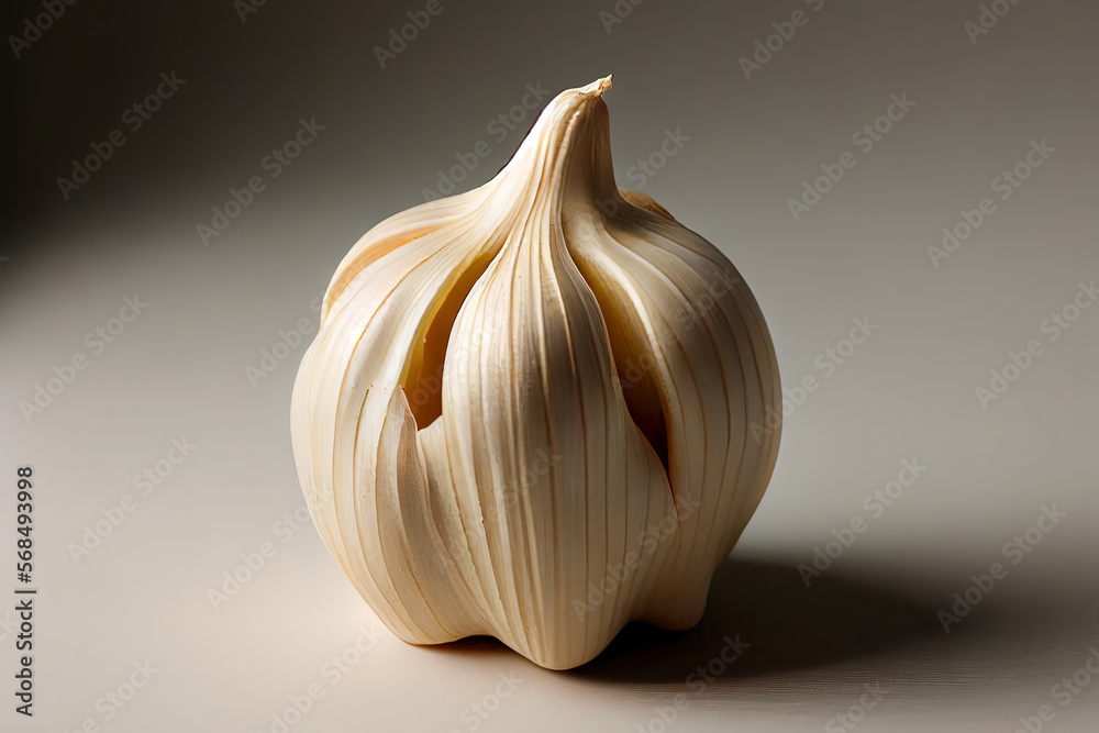 Wall mural Nourishment One natural Garlic with white background - Wall murals