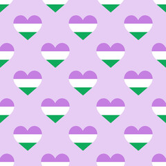 Lgbtqia+ Pride Genderqueer Pride Flag Seamless Heart Background Pattern