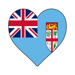 Fiji Heart Shape Flag. Love Fiji. Visit Fiji. Vector Illustration Graphic Design.