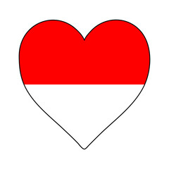 Indonesia Heart Shape Flag. Love Indonesia. Visit Indonesia. Vector Illustration Graphic Design.