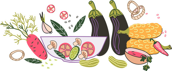 Banner with vegetables for healthy eating, diet concept or grocery shop.