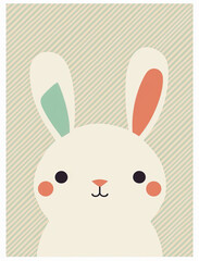 Cute Easter bunny illustration in a flat color style by generative AI