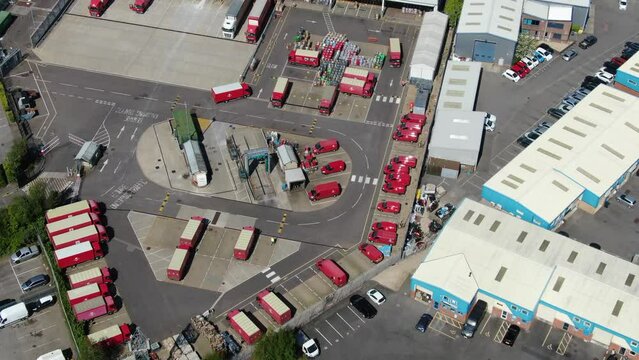 short aerial video of a Royal Mail sorting and distribution centre in the UK