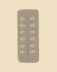 Vector isolated illustration of pills in package.