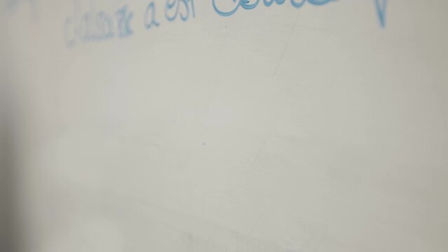 Maths teacher erase formula on white board
