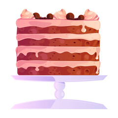 Cake vector illustration. Cartoon birthday party elements for cards, greeting postcards, invitations, gifts. Baking, bakery shop, cooking, sweet products, dessert, pastry for poster, banner, ads