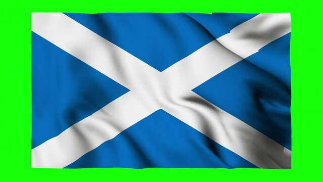 Flag of Scotland waving isolated by the alpha channel(transparent background).Highly detailed fabric texture. Seamless loop in full 4K resolution.Scottish flag.
