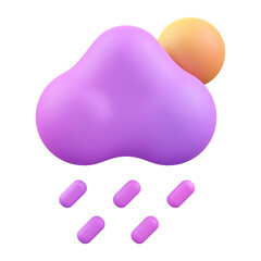 Rainy night 3d render icon illustration