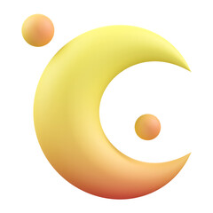 Crescent moon 3d render icon illustration