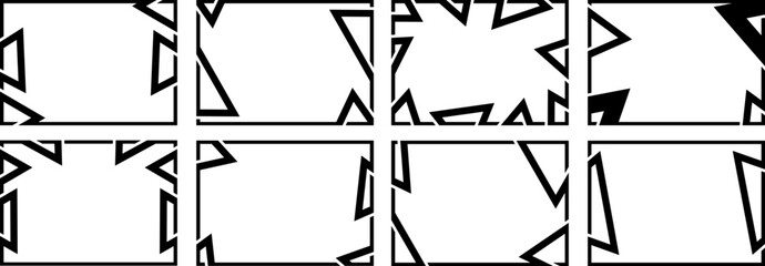 A set of eight designer frames. Frames of an unusual shape.