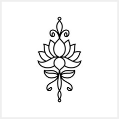 Lotus flower doodle icon. Sketch vector stock illustration. EPS 10