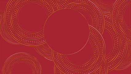 Red and golden circles abstract geometric background