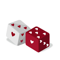 dice white red numbers symbol heart valentine