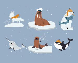 Cute Arctic Animal from Northern Pole Vector Set © topvectors