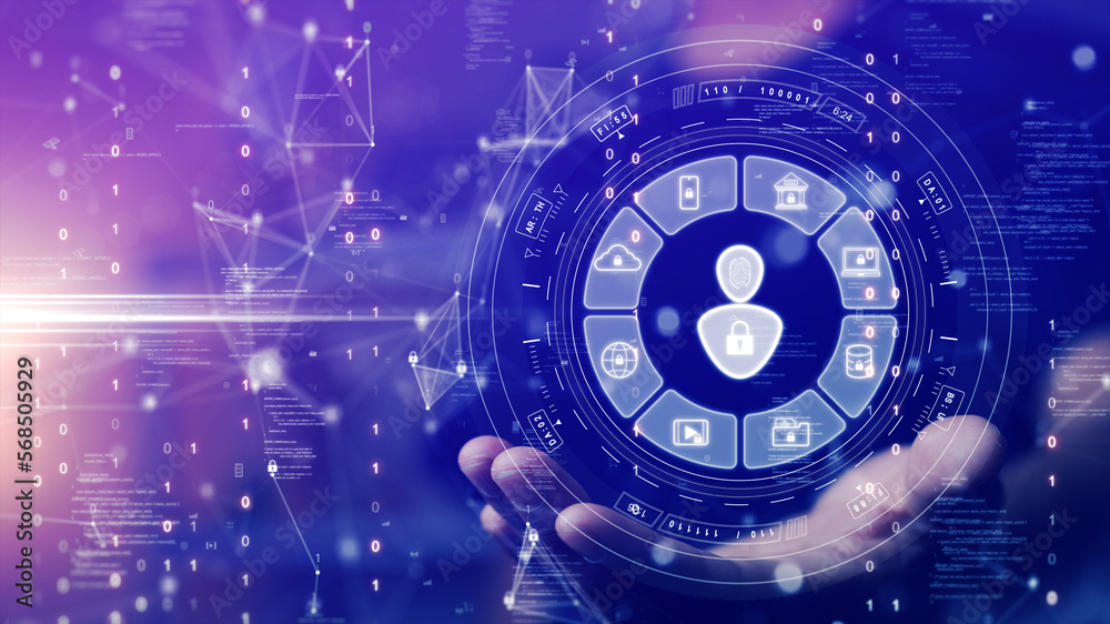 Fototapete digital cyber security data protection technology concept. access to online network website connecti
