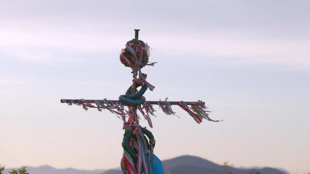 italian monument on the hill during sunrise in carso karst